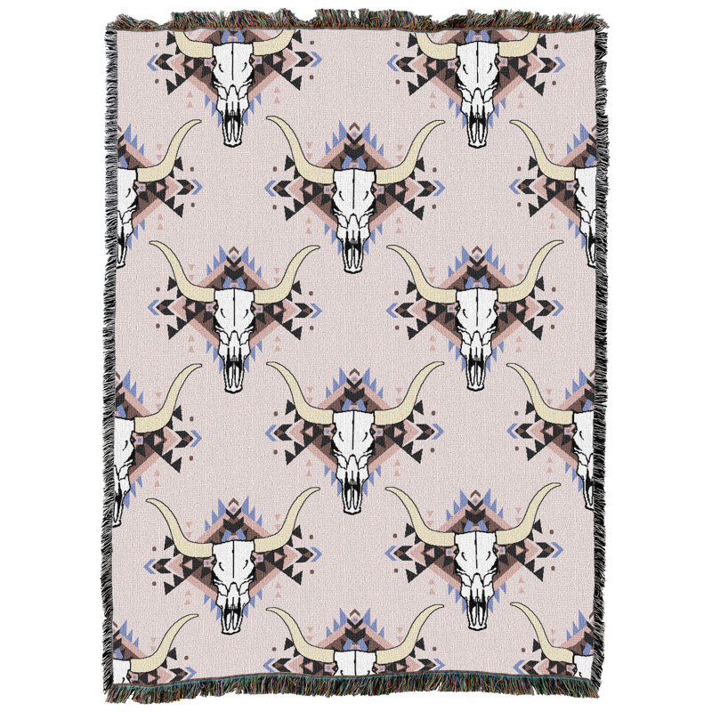 Couverture en tapisserie Pure Country Weavers Western Skulls Wild Horses - Tissée en coton - Fabriquée aux États-Unis (72x54)