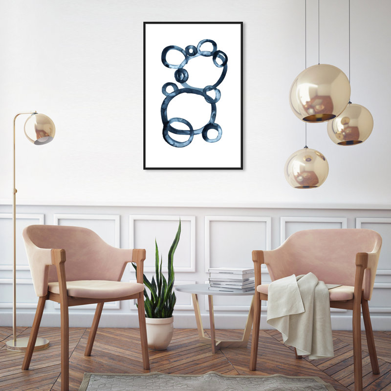 Modern Single Line Geometric Bear Print, Black Floater Framed, 31" H x 21" W
