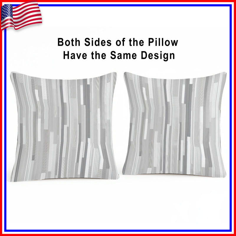 Gray Stripes Throw Pillow, Pattern Double Sided Pillows, 16 x 16 inches