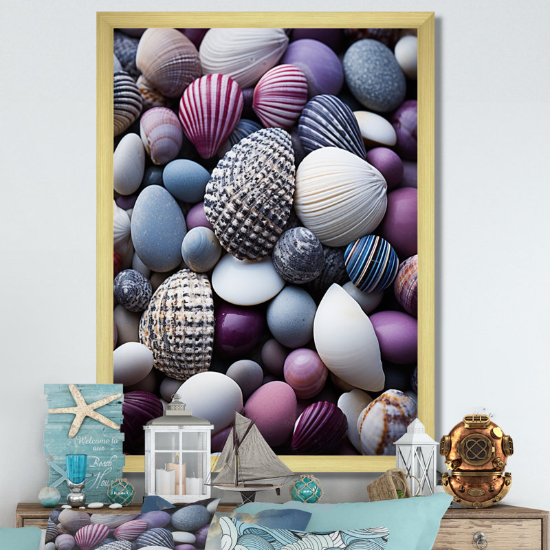 Beach Shells And Shadows II " Beach Shells And Shadows II ", Gold Picture Framed, 32" H x 24" W x 1" D
