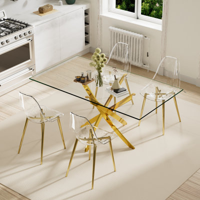 Maesa Glass Top Pedestal Dining Set