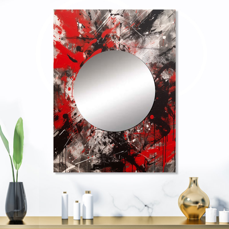 Lindsee - Grafiti abstrait - miroir décoratif en marbre, miroir mural vert, impression d'art en métal, 32 po x 24 po