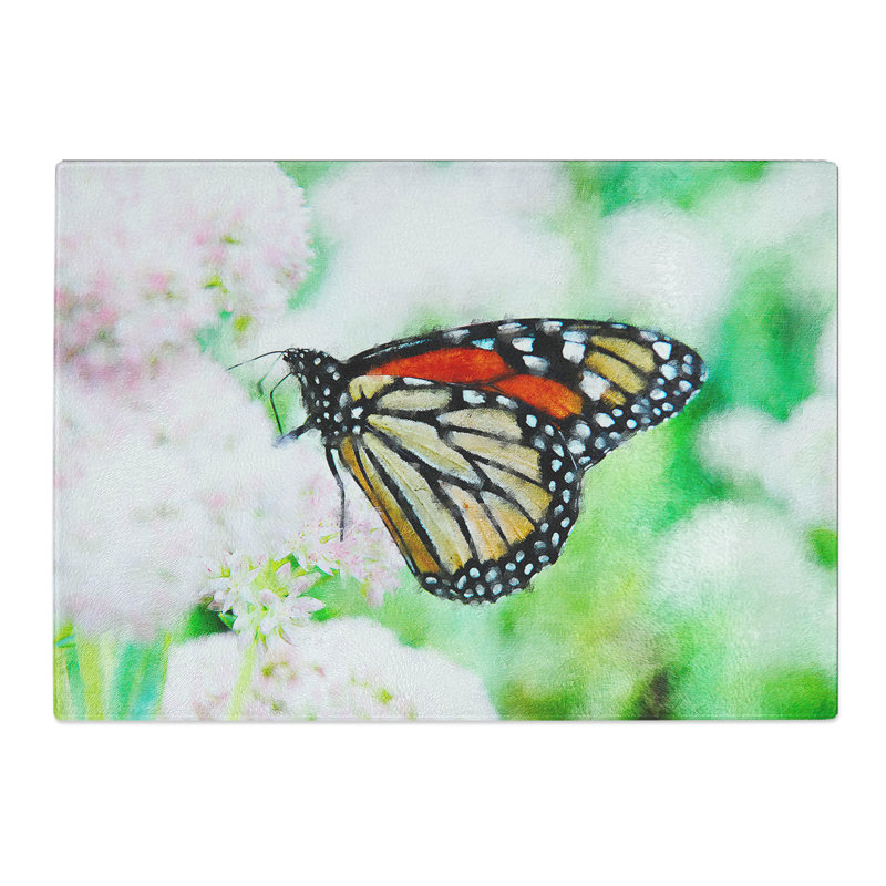 Monarch Butterfly Painting Chopping Board, 0.4cm H x 20cm W x 28.5cm L