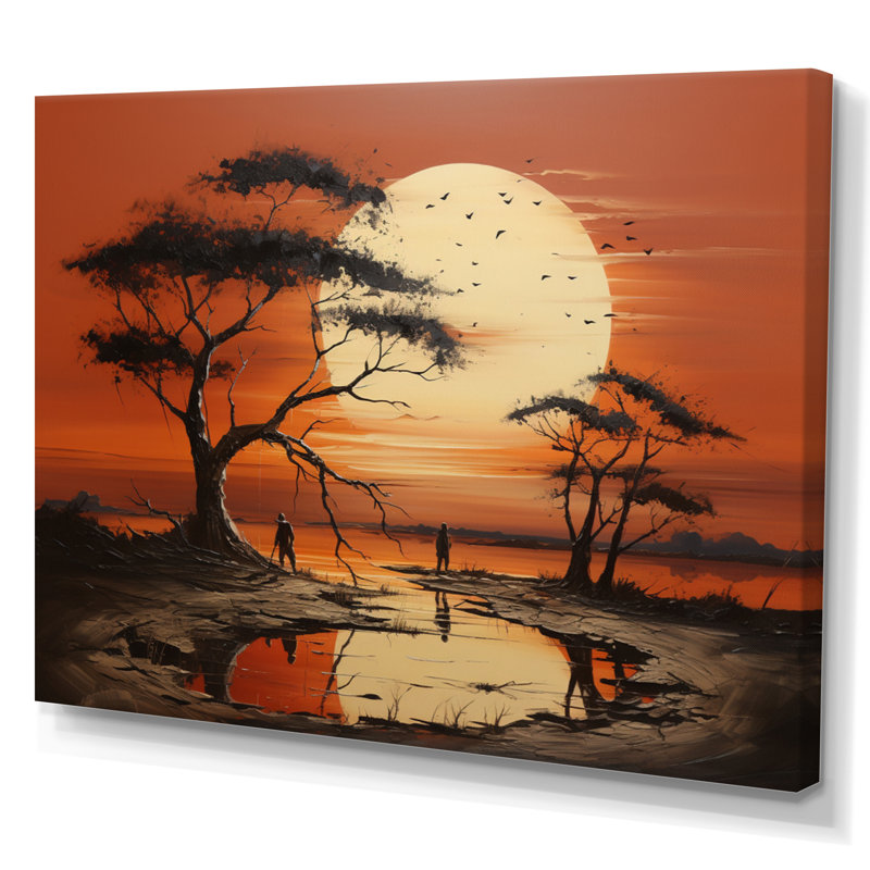 Coucher de soleil africain tribal I - art mural tribal africain, Toile tendue, H 12 po x l 20 po x P 1 po