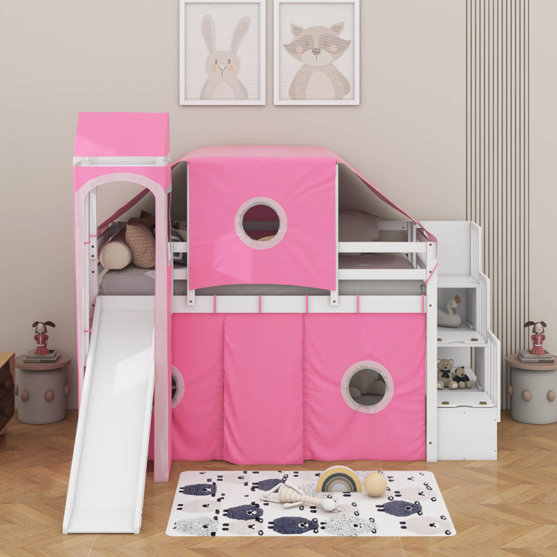 Lit mezzanine simple avec tente et tour