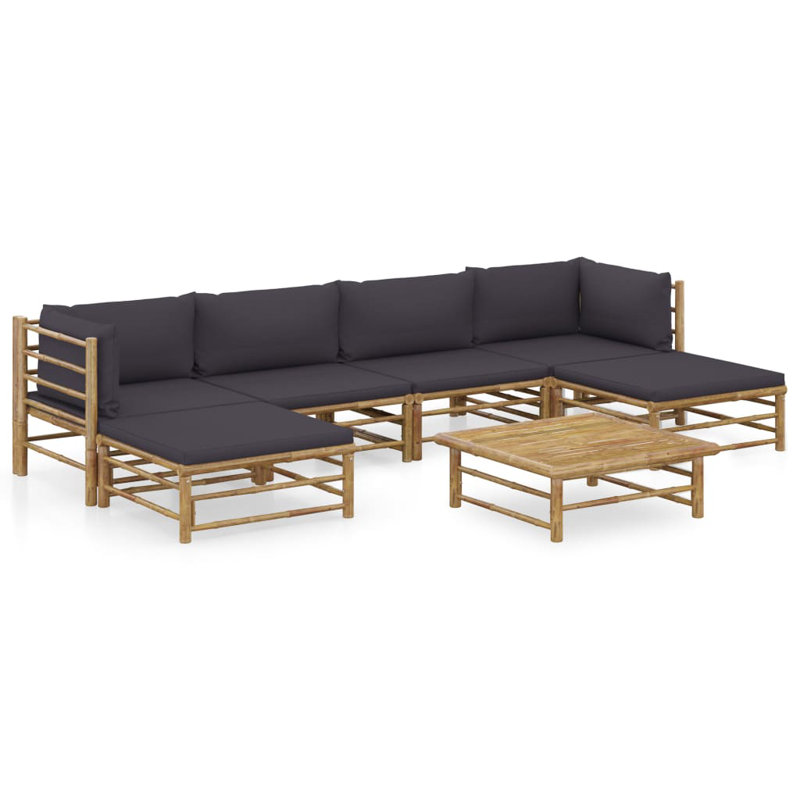 Knuth 7 Piece Seating Group with Cushions, Dark Gray