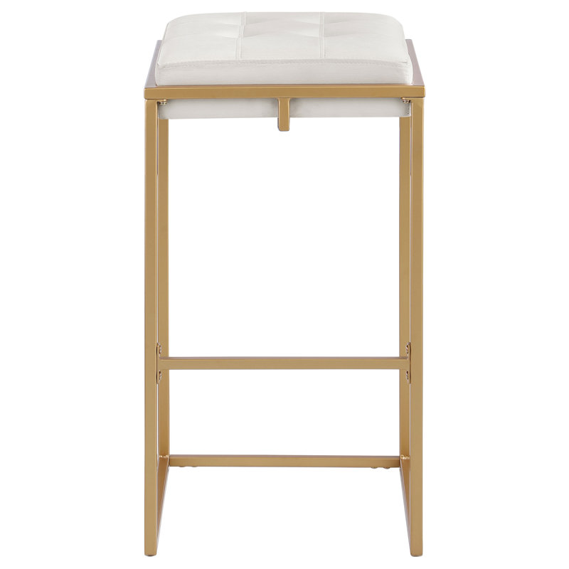 Tabouret de bar et de comptoir Simmerman, Velours beige, Tabouret de bar (siège d'une hauteur de 30 po)
