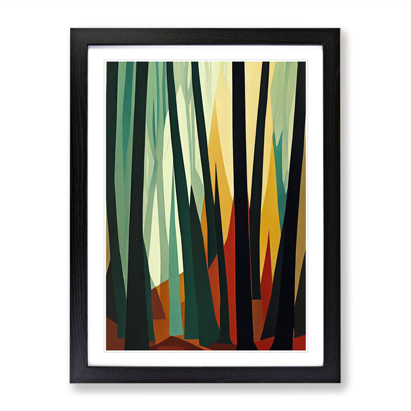 Forest Contemporary No.2 Abstract - Wall Art, Black Framed, 64cm H x 46cm W x 2cm D