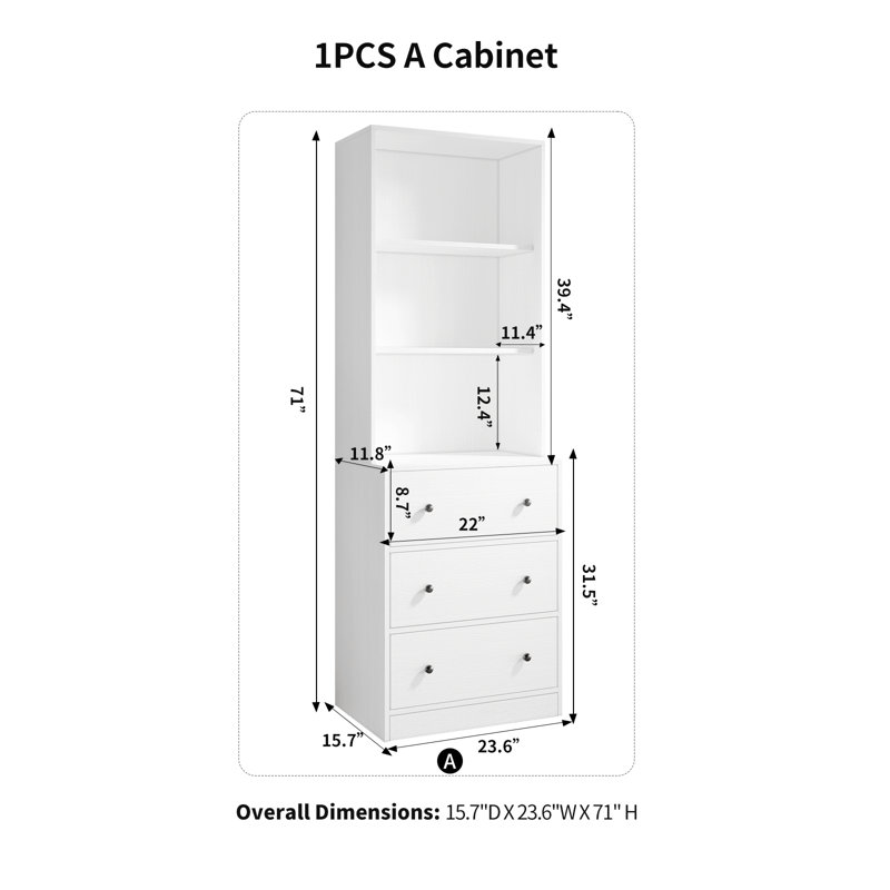  Garde-manger H 71 po x l 23,6 po Koutarou, blanc, Blanc
