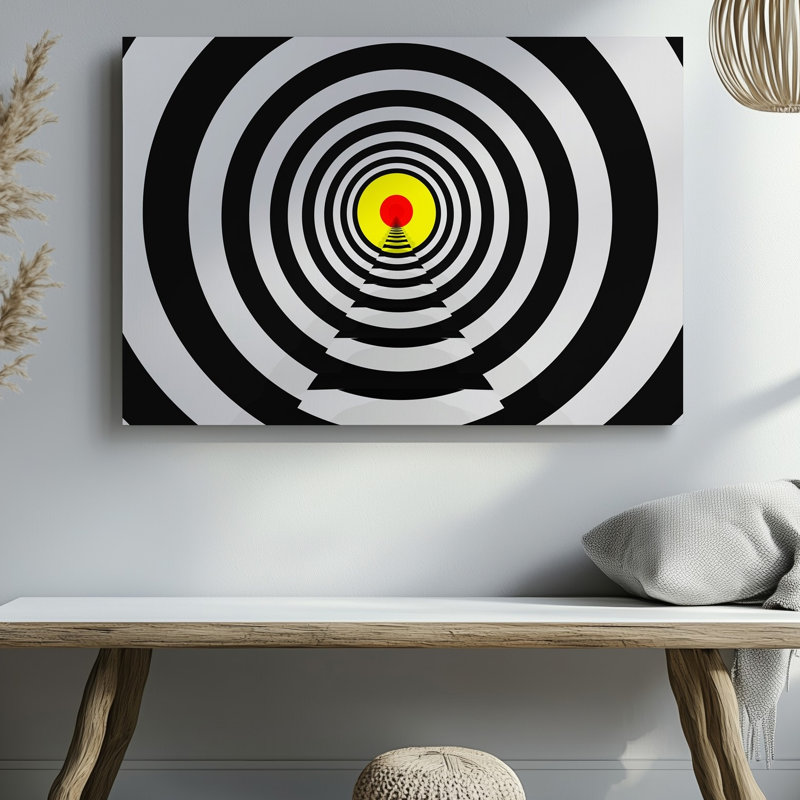 Reproduction d'art sur toile, "Art illusion optique abstraite" avec une série de spirales concentriques, H 30 po x l 40 po