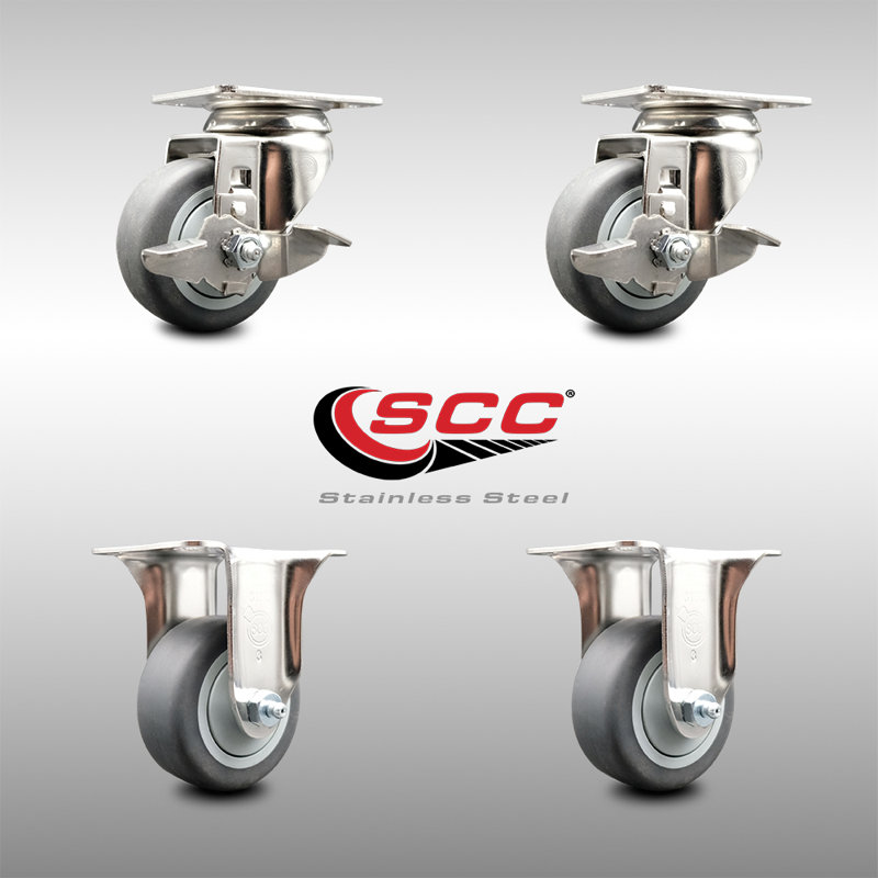 4 Piece Thermoplastic Rubber Caster Set