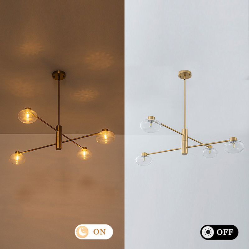 Modern 4-Light Clear Ellipse Glass Layered Chandelier