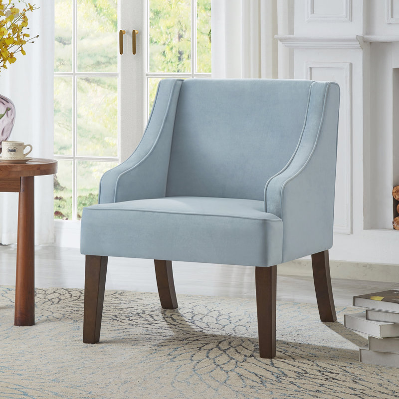Fauteuil d'appoint rembourré en tissu massif avec pieds en bois massif de style Mid-Century
