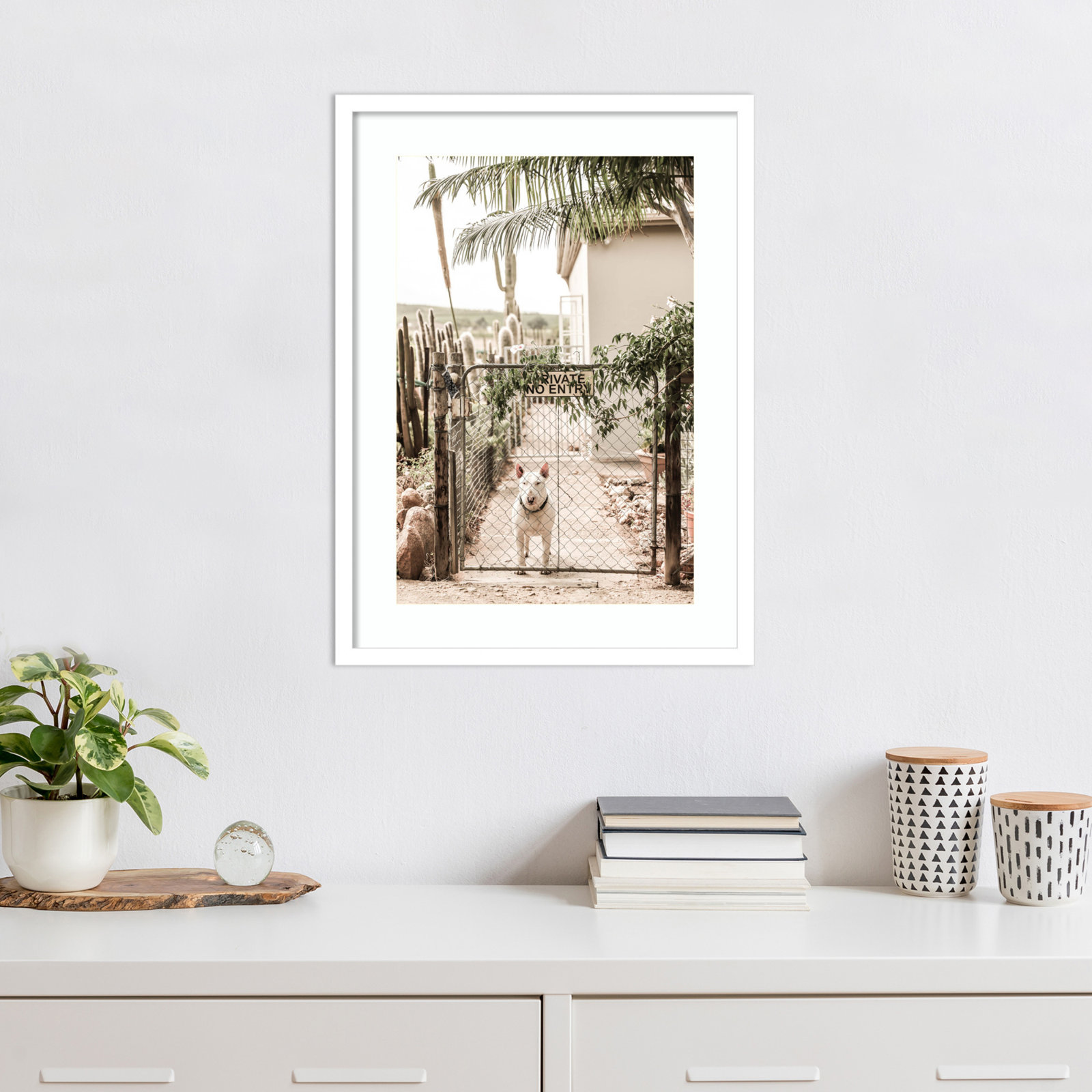 No Entry by Shot by Clint Wood Framed Wall Art Print, 25" H x 19" W, White