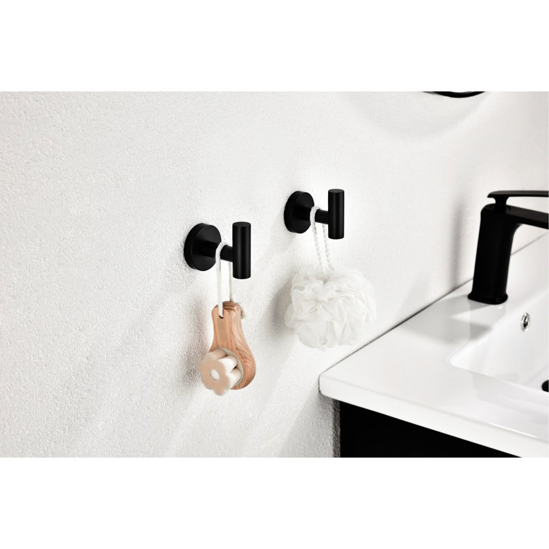 Crochet pour serviette de douche noir mat en acier inoxydable 304, sans perçage