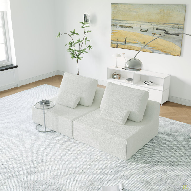 Canapé modulaire surdimensionné surdimensionné, ensemble de canapé de plancher Boucle de luxe, canapé convertible compressé, canapé spacieux rempli de mousse pour le salon, combinaison libre