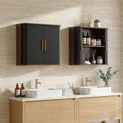 59'' Bathroom Storage Cabinet, Kitchen Wall Cabinet With Adjustable Shelves, Over The Toilet Cabinet, Medicine Cabinet, Hanging Wall Mounted Cabinet With Sliding Tambour Door For Living Room & Laundry Room