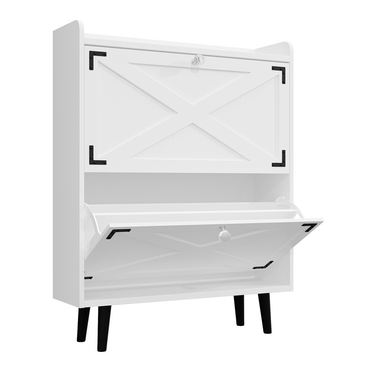 2 Flip-Out Drawer Shoe Cabinet