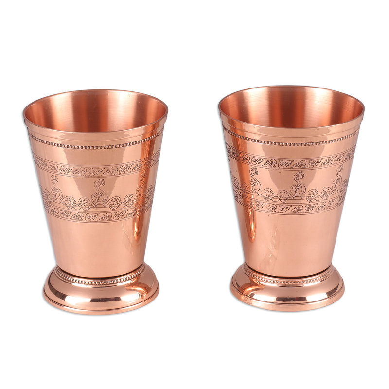 Novica Handmade Glamorous Elixir Copper Rocks Glass (Pair)