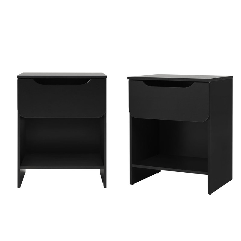 Carmet 1-Drawer Nightstands with Storage Cubby, Riviera