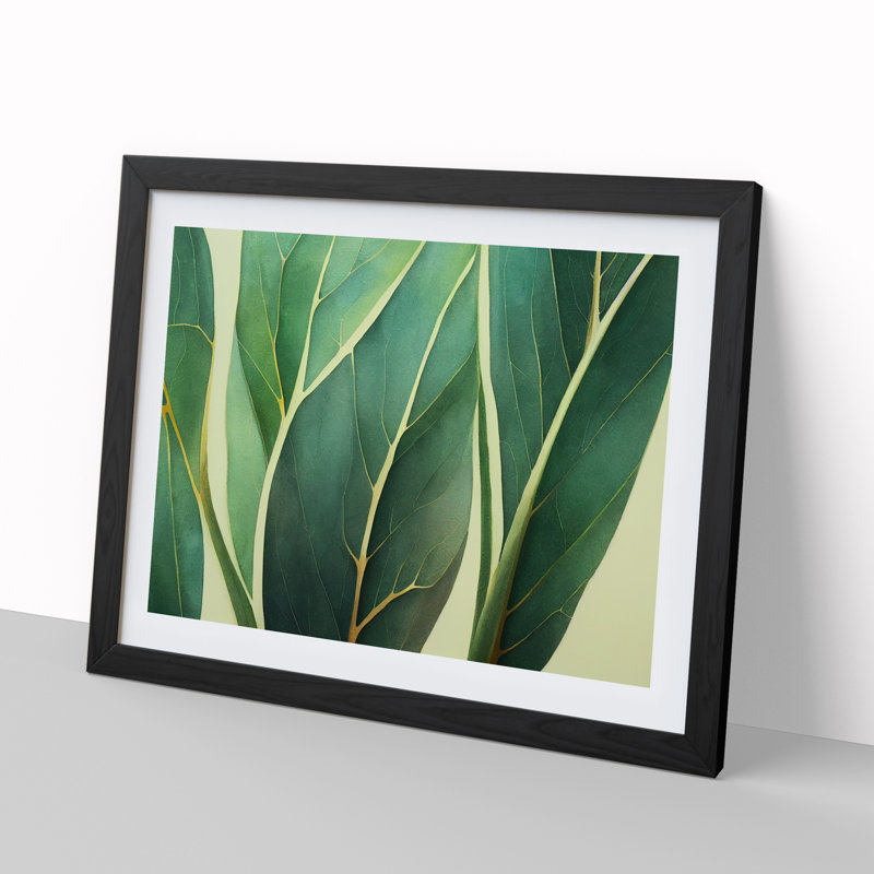 Alluring Leaf - Single Picture Frame Painting, 46cm H x 64cm W x 2cm D, Black