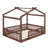 Classic Wood House Bed Frame with Protective Fence-129109675