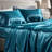 Bedsure Satin Sheets Full Size–4 Piece Silky Bed Set, 15" Deep Pocket Fitted Sheet, Flat Sheet & 2 Pillowcases, Buttery-Smooth, Good for Hair & Skin (Teal)-128731625-128731624