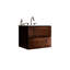 Wall Mount 24" Walnut Bathroom Vanity With Ceramic Sink With Three Faucet Holes