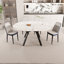 Tables de salle à manger extensibles circulaires, équipées de 4 chaises de salle à manger rembourrées en tissu polyuréthane épais et d'une table et d'une table de salle à manger élégantes et spacieuses