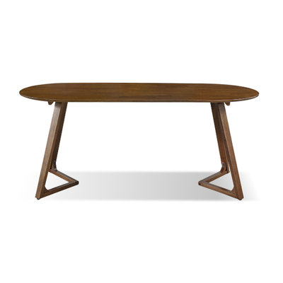 Nut-brown Oval Solid Wood Dining Table