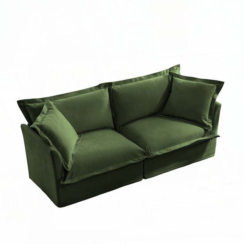 Chenille Deep Seat Sofa, 34.6" H x 83.4" W x 33" D, 2, Green