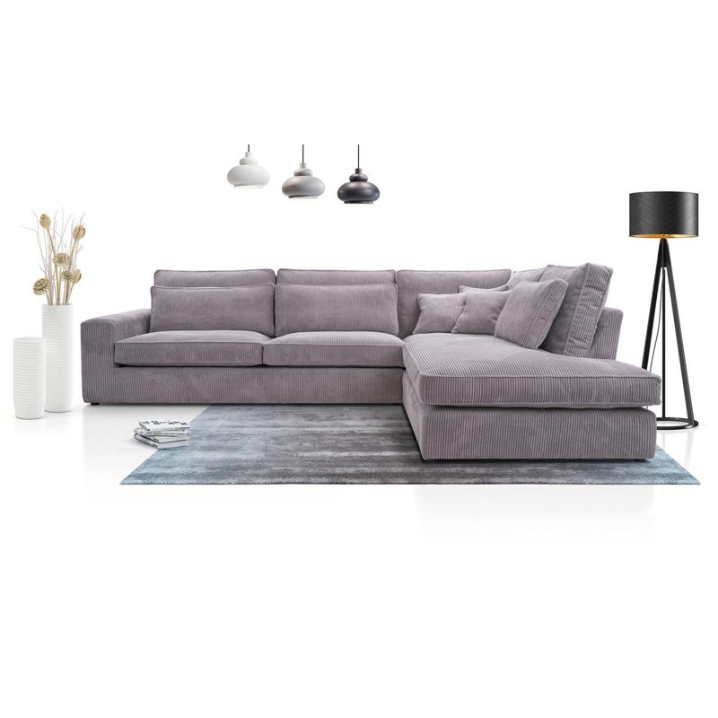 Rahshad 6 Seater Sofa & Chaise, Right Hand Facing, Grey