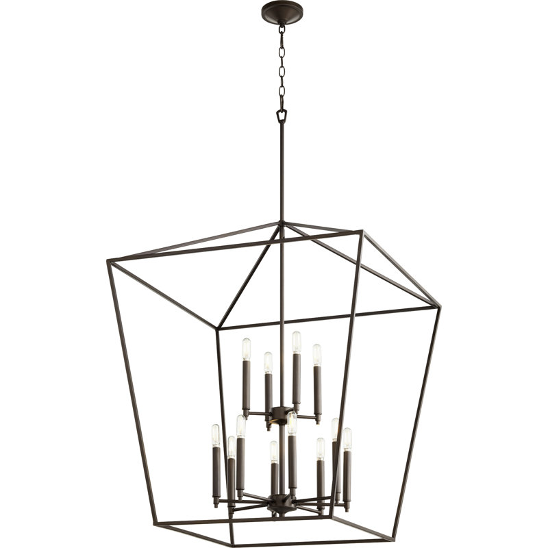 Lustre géométrique à 12 lumières Arletta, Bronze huilé