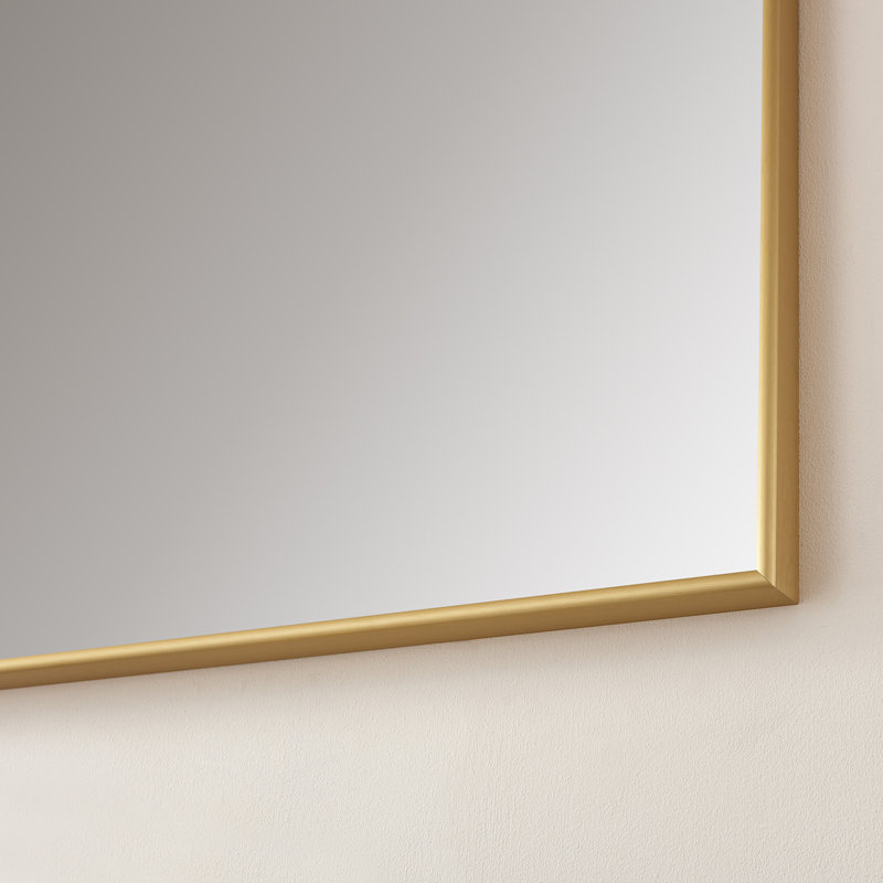 Miroir de salle de bain mural / en métal Wallace, Or brossé, 32 po x 72 po
