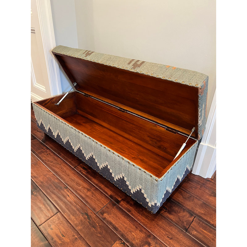 Banc de rangement à couvercle rabattable rembourré
