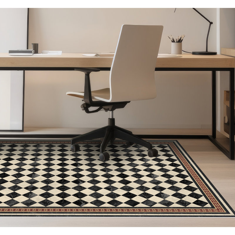 Calero Vinyl Machine Printed Area Rug, Rectangle 3'3.4" x 4'11.1"