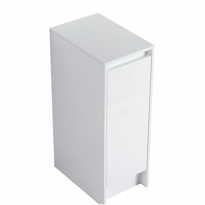 12" freestanding Bathroom Storage Cabinet, Soft Close Doors, Glossy White,(KD-Packing)
