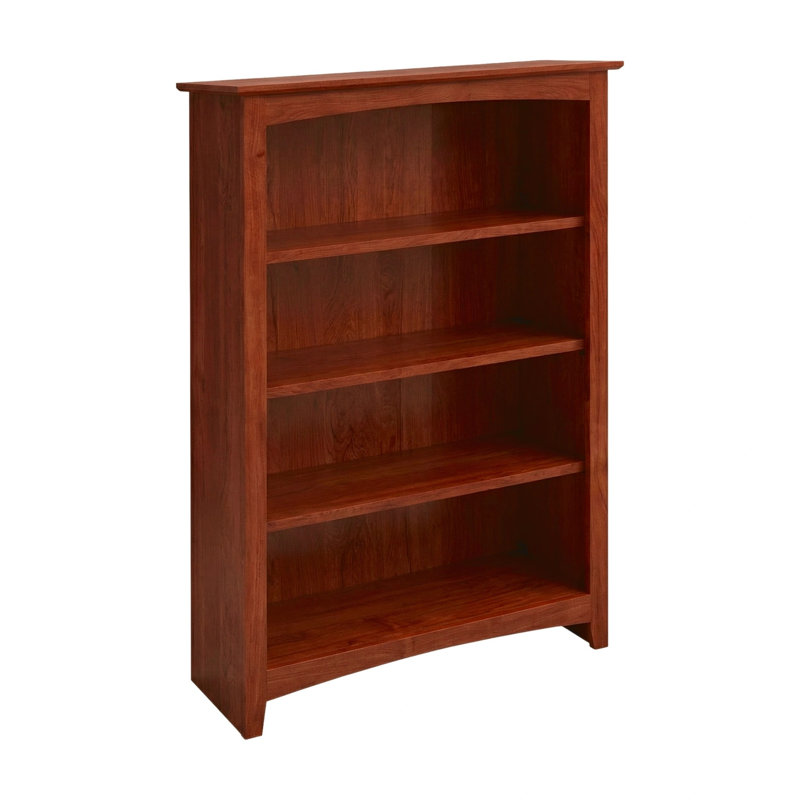 Malani 36" H Solid Wood Classic Bookcase, Washington Cherry, (4 Shelves) 48"H x 31.75"W x 12.875"D