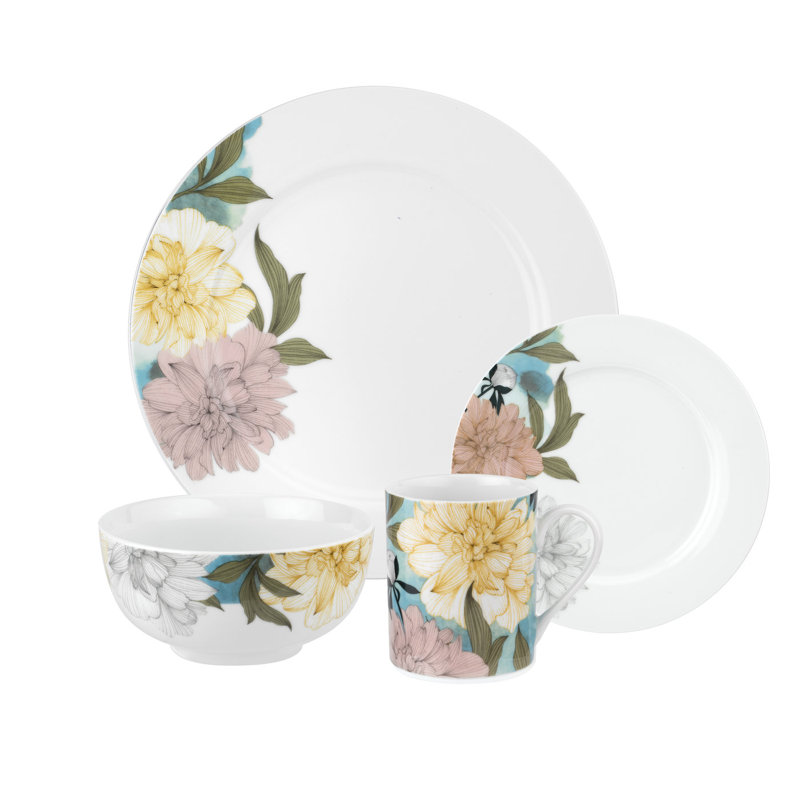 Spode Home Floral Sketches 16 Piece Dinnerware Set, Service for 4