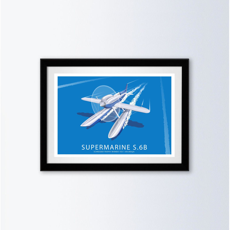Supermarine S.6B by Stephen Millership - Print, 33.5cm H x 43.5cm W x 2.2cm D, Black