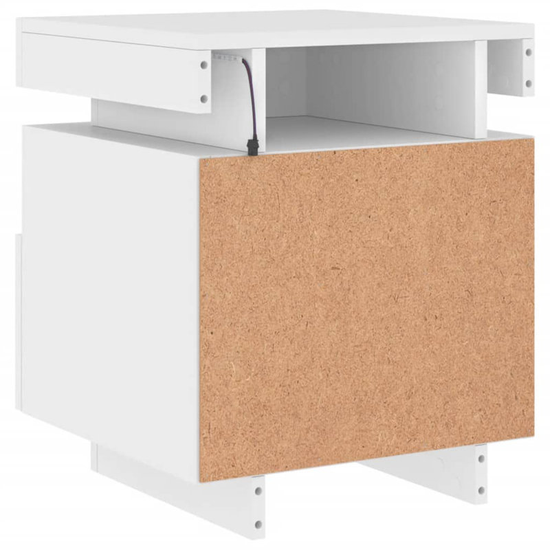 Bouyer 39cm W Engineered Wood Bedside Table, White