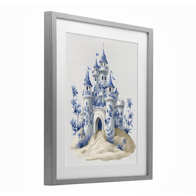 «Funky Toile Castle», reproduction encadrée sous verre, lettrée et doublée
