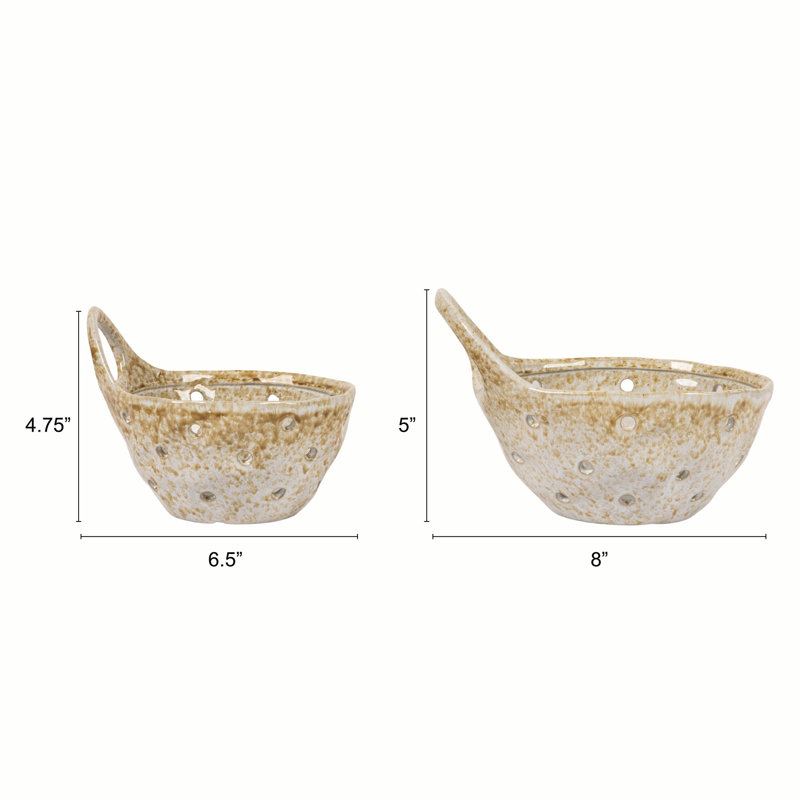 Creative Co-Op Bee Stoneware Colander