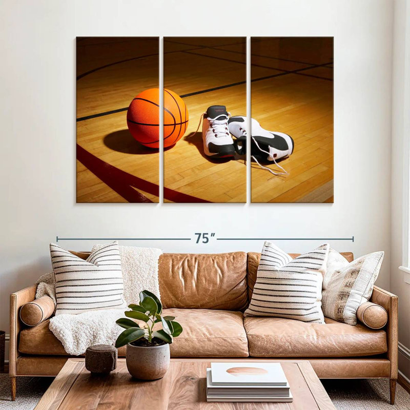 Ballon de basketball et chaussures Sireci, H 42 po x l 65 po