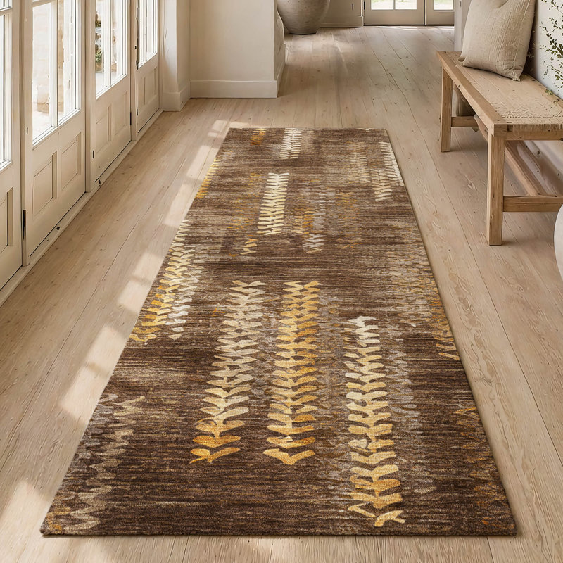 Machine Washable Indoor/Outdoor Chantille ACN2892 Striped Rug, 2'3" x 7'6" Runner, Chocolate