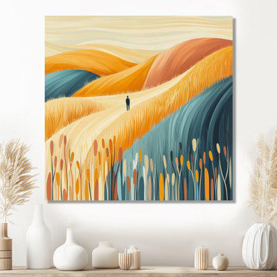 Alone In The Prairies In Autumn I - Landscapes Metal Art, Prairies Metal Print
