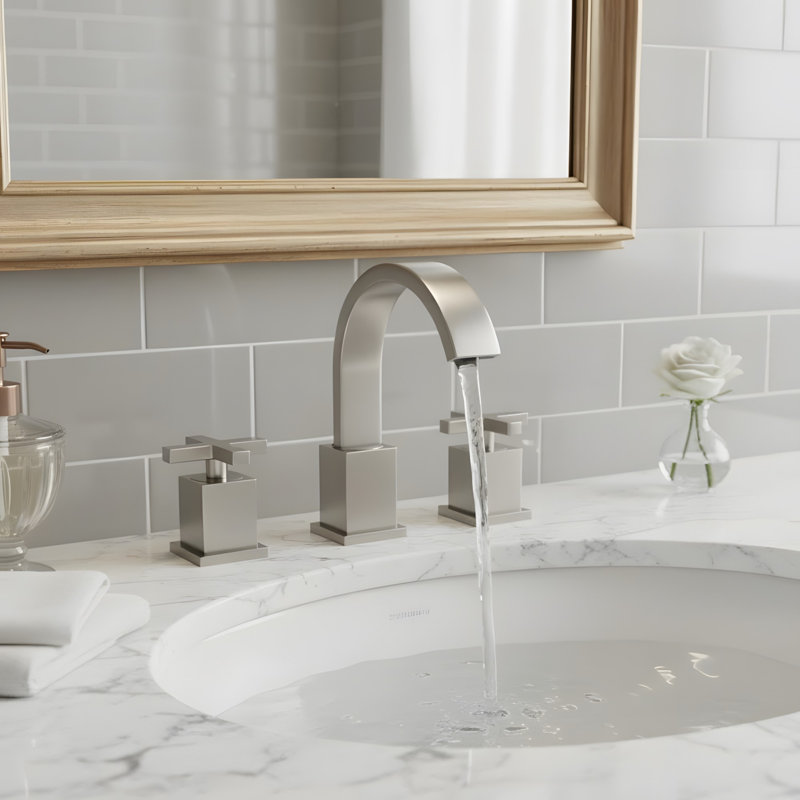 Robinet de lavabo de salle de bain 3 trous avec bonde escamotable et 2 poignées