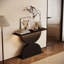 Console en bois 47 po avec demi-cercles 47 po et structure en bois martelé avec entrée et éclairage à DEL