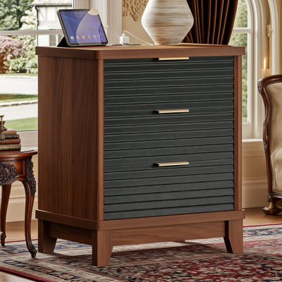  3-Drawer Fluted Nightstand for Bedroom