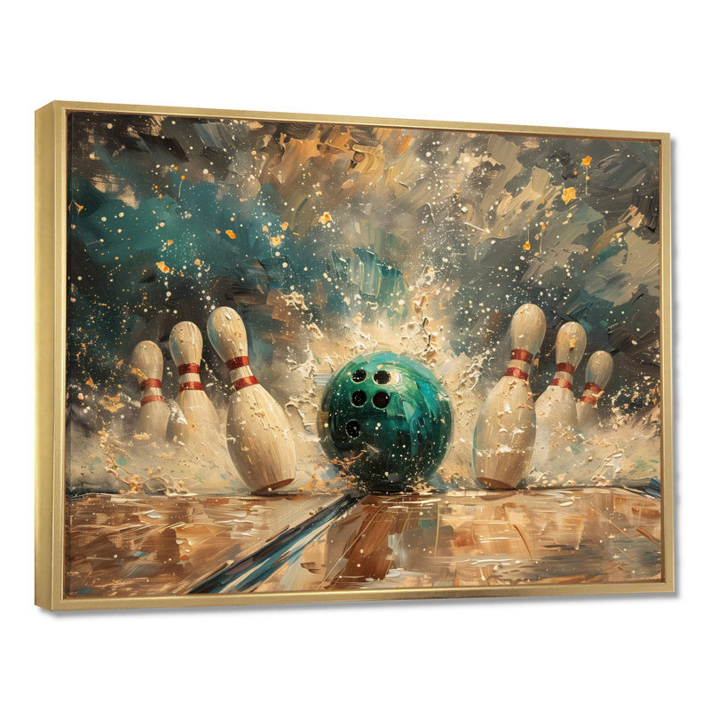 Savoie - Bowling, art mural encadré, Cadre flottant doré, H 24 po x l 32 po x P 1 po